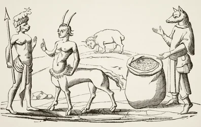 The Man-Dog, the Man-Wolf, the Man-Bull and the Man-Pig, After Miniature in the 14th Century 